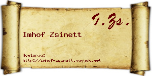 Imhof Zsinett névjegykártya